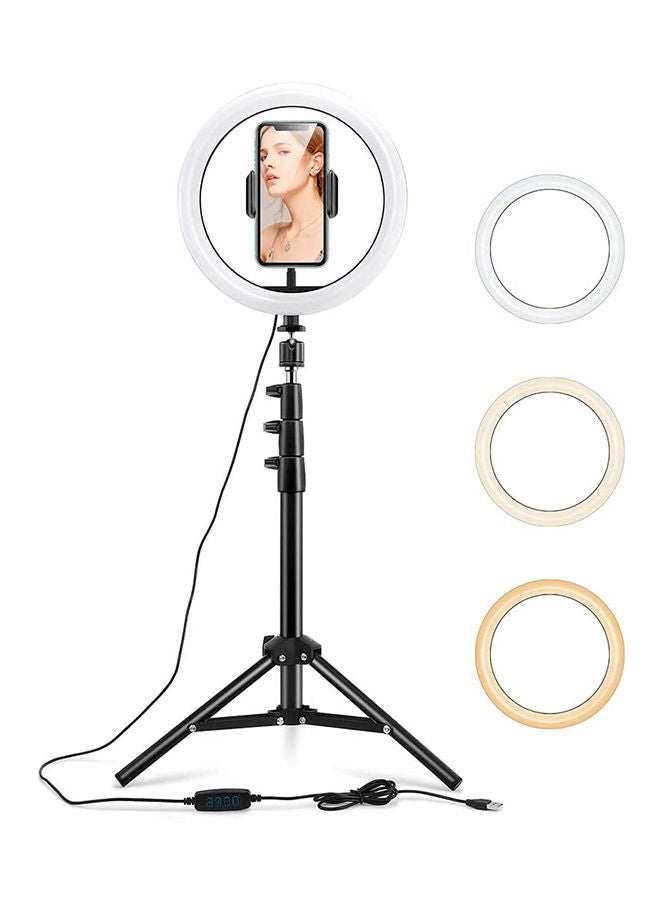 Loquat 12 inch LED Ring Light With Tripod Stand And Phone Holder Black - Image 2